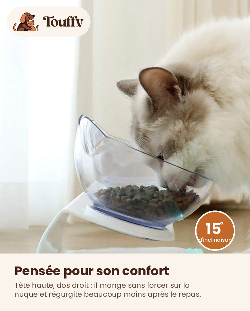 Gamelle Inclinée Touffy — Bols Chat Surélevés à 15°